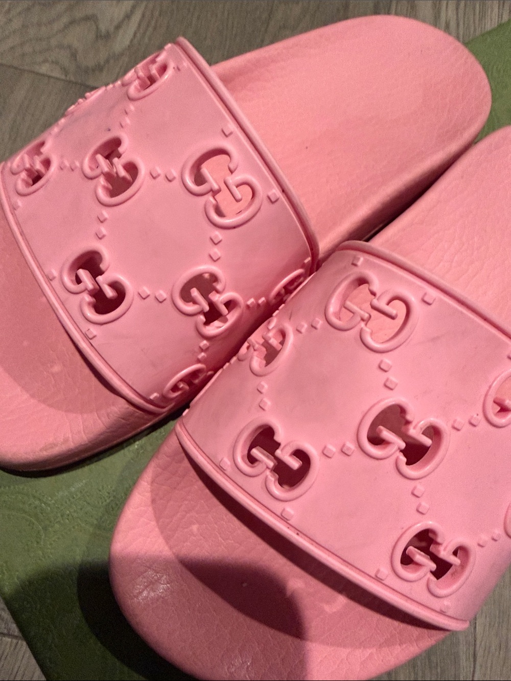 Gucci Pink GG Embossed Slide Sandals - Picture 7 of 8